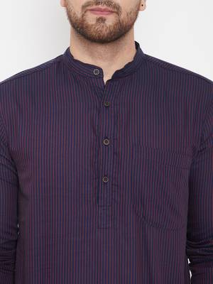 Blue plain viscose rayon men-kurtas 5