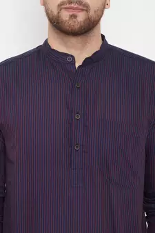 Blue plain viscose rayon men-kurtas