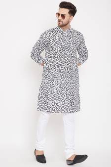 Black printed pure cotton men-kurtas