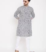 Black printed pure cotton men-kurtas
