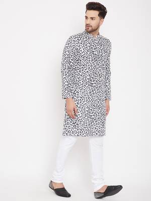 Black printed pure cotton men-kurtas 3