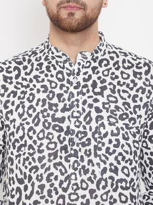 Black printed pure cotton men-kurtas 5