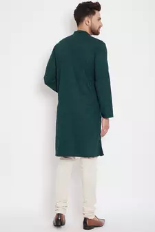 Green woven pure cotton men-kurtas