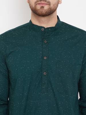 Green woven pure cotton men-kurtas 5