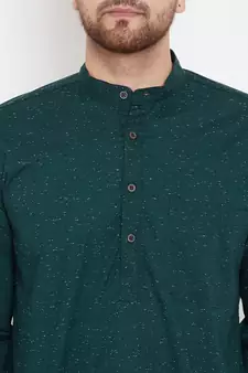 Green woven pure cotton men-kurtas