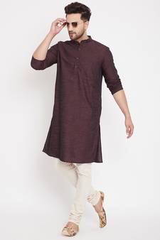 Maroon woven pure cotton men-kurtas