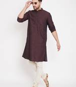 Maroon woven pure cotton men-kurtas