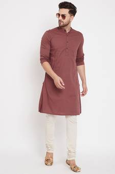 Brown woven viscose rayon men-kurtas