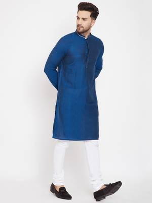 Blue plain viscose rayon men-kurtas 2