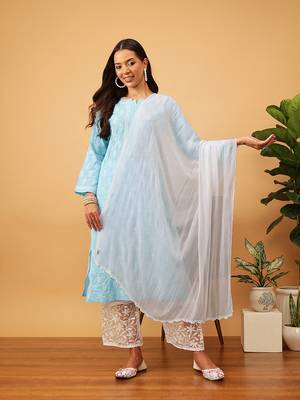 Hand Embroidered White Chiffon Lucknowi Chikankari Dupatta 2