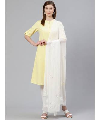 Ada Hand Embroidered White Georgette Dupatta With Muquaish Work - A100489 1