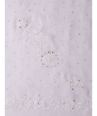 Ada Hand Embroidered White Georgette Dupatta With Muquaish Work - A100489 2