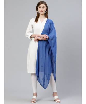Ada Hand Embroidered Blue Georgette Dupatta - A100451 1
