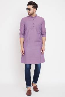 Purple plain pure cotton men-kurtas