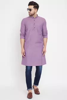 Purple plain pure cotton men-kurtas
