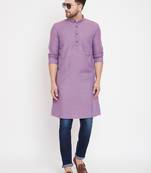 Purple plain pure cotton men-kurtas