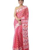pink hand woven cotton jamdani sarees