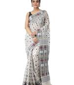 white hand woven cotton jamdani sarees