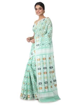 Multicolor Hand Woven Cotton Jamdani Sarees Without Blouse 2