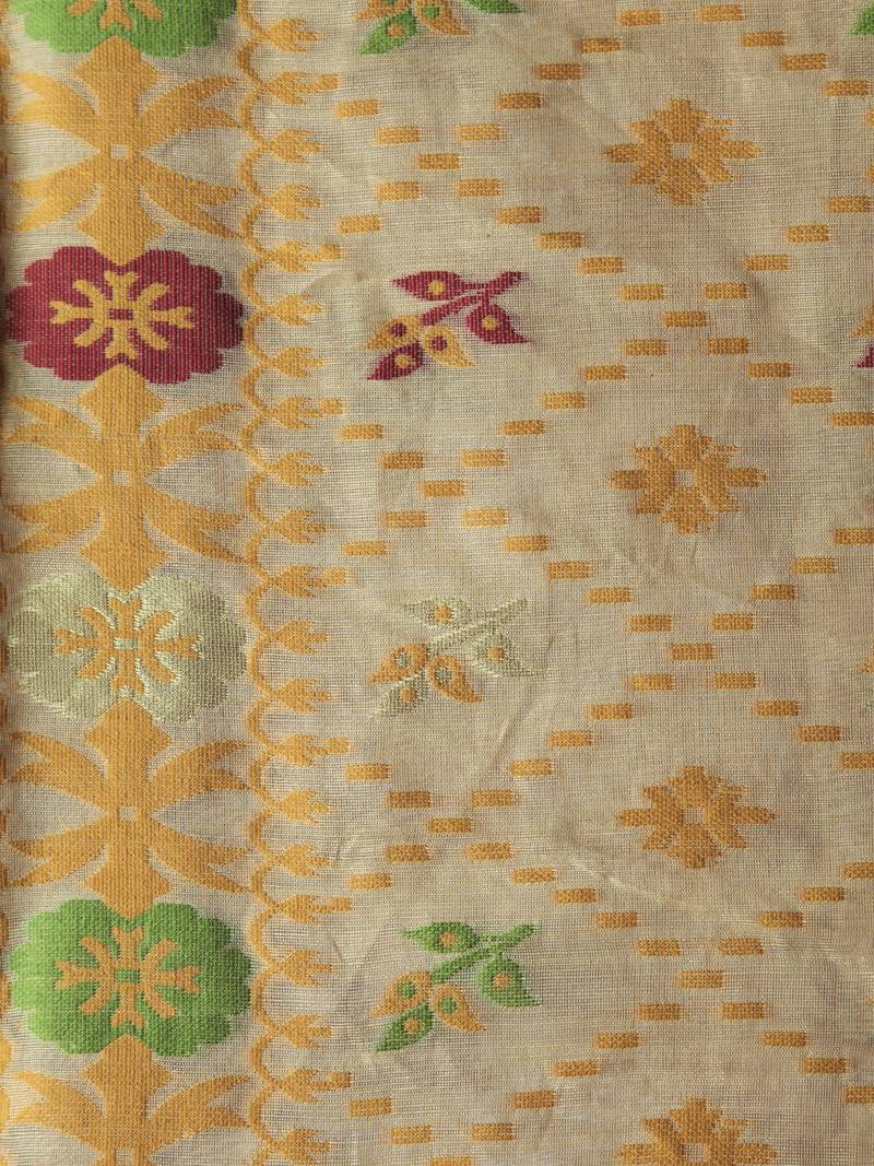 beige hand woven cotton jamdani sarees