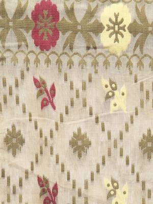 Beige Hand Woven Cotton Jamdani Sarees Without Blouse 4