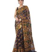 blue hand woven cotton jamdani sarees