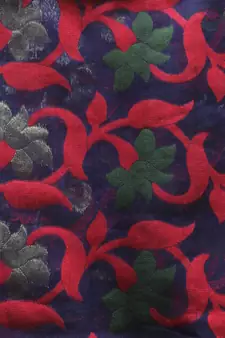 Blue Hand Woven Cotton Jamdani Sarees Without Blouse
