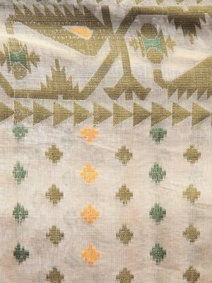 Beige Hand Woven Cotton Jamdani Sarees Without Blouse 4