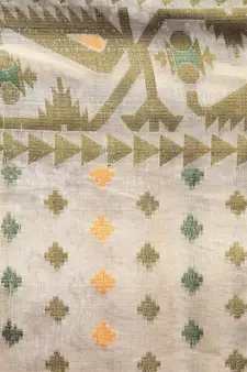 Beige Hand Woven Cotton Jamdani Sarees Without Blouse