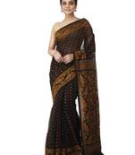 black hand woven cotton jamdani sarees