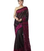 Black Hand Woven Cotton Jamdani Sarees Without Blouse