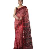 Multicolor Hand Woven Cotton Jamdani Sarees Without Blouse