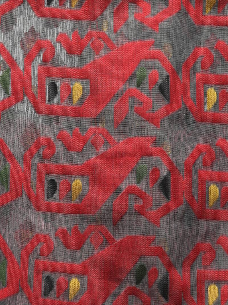 Grey Hand Woven Cotton Jamdani Sarees Without Blouse