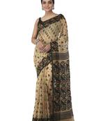 beige hand woven cotton jamdani sarees