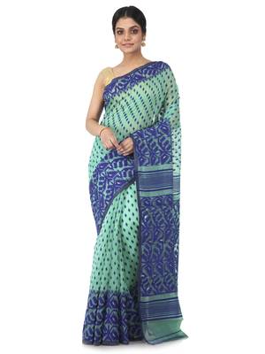 Multicolor Hand Woven Cotton Jamdani Sarees Without Blouse 1