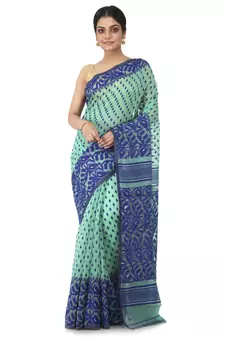 Multicolor Hand Woven Cotton Jamdani Sarees Without Blouse