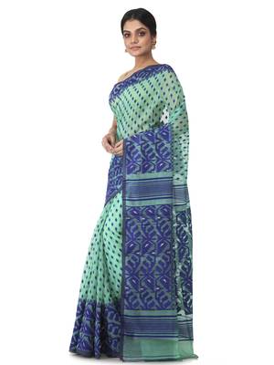 Multicolor Hand Woven Cotton Jamdani Sarees Without Blouse 2