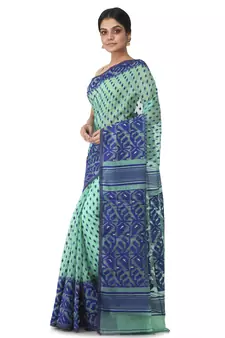 Multicolor Hand Woven Cotton Jamdani Sarees Without Blouse