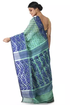 Multicolor Hand Woven Cotton Jamdani Sarees Without Blouse