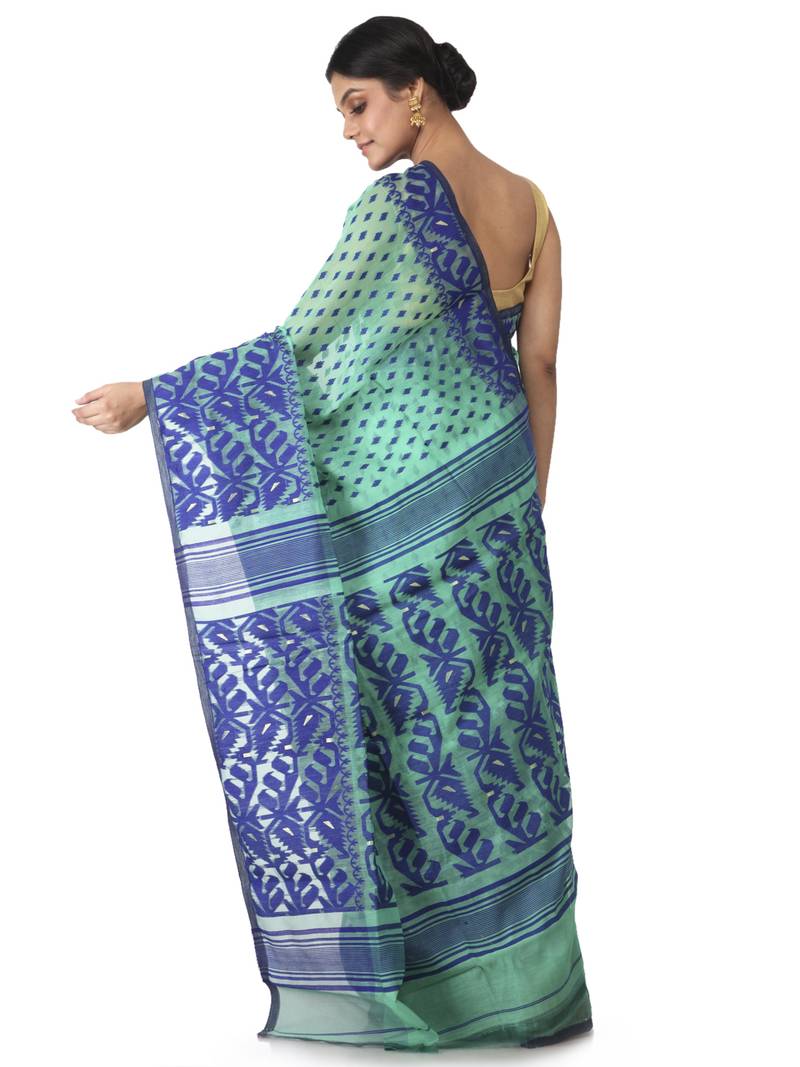 Multicolor Hand Woven Cotton Jamdani Sarees Without Blouse