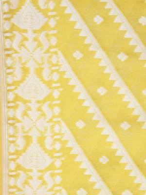 yellow hand woven cotton jamdani sarees 4