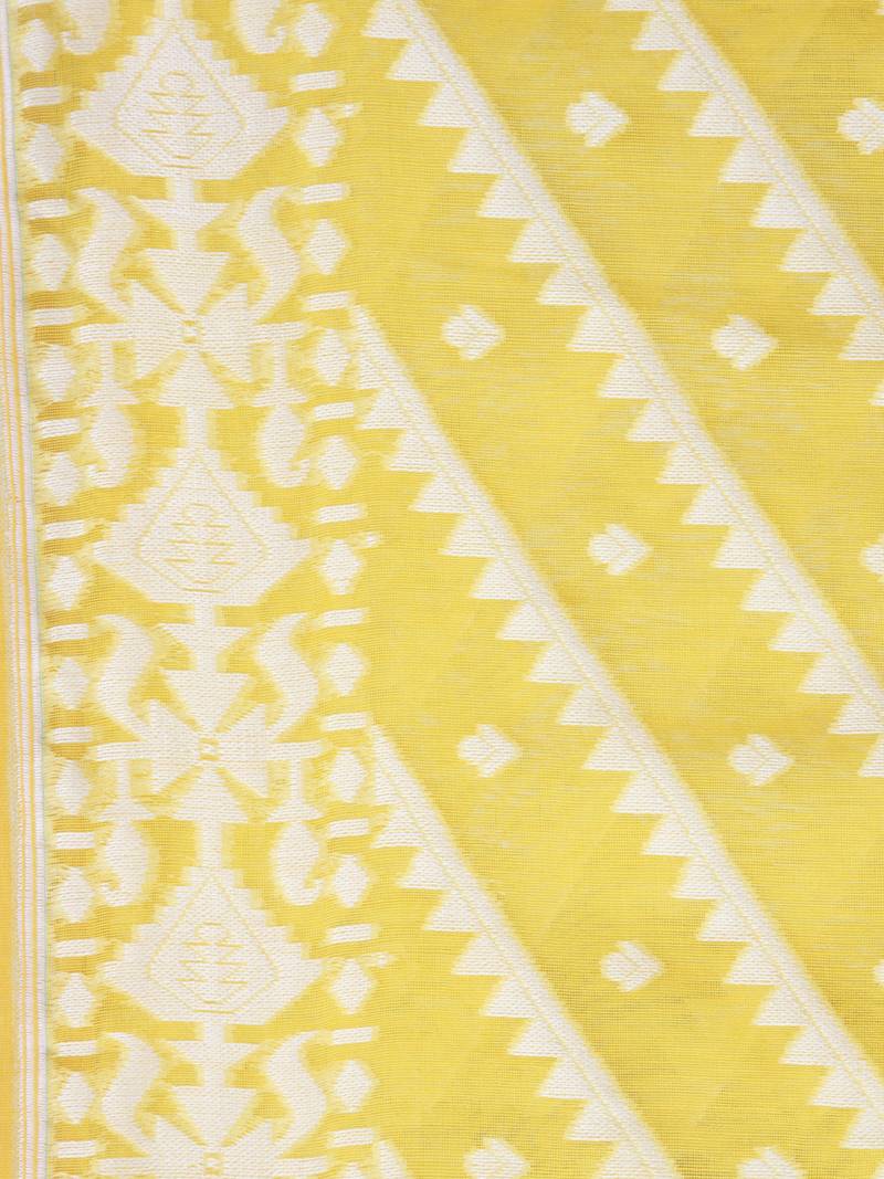 yellow hand woven cotton jamdani sarees