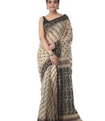 beige hand woven cotton jamdani sarees