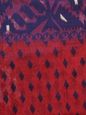 Red Hand Woven Cotton Jamdani Sarees Without Blouse 4