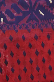 Red Hand Woven Cotton Jamdani Sarees Without Blouse