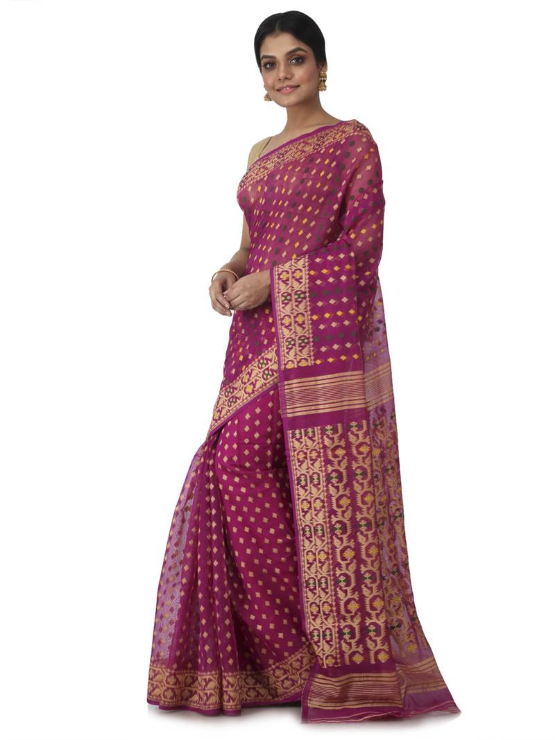 multicolor hand woven cotton jamdani sarees