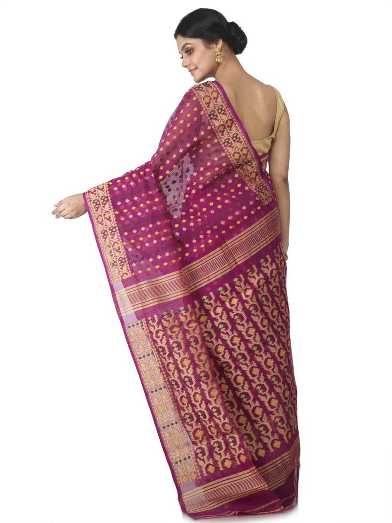 multicolor hand woven cotton jamdani sarees