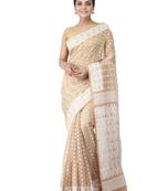 Beige Hand Woven Cotton Jamdani Sarees Without Blouse