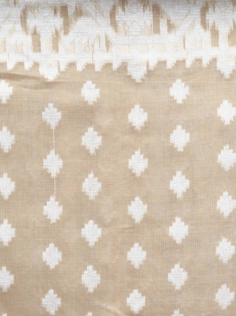 Beige Hand Woven Cotton Jamdani Sarees Without Blouse