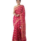 pink hand woven cotton jamdani sarees